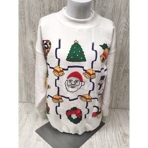 NWT Holiday Treasures Large Christmas White Sweater Sweatshirt‎ Fun Casual